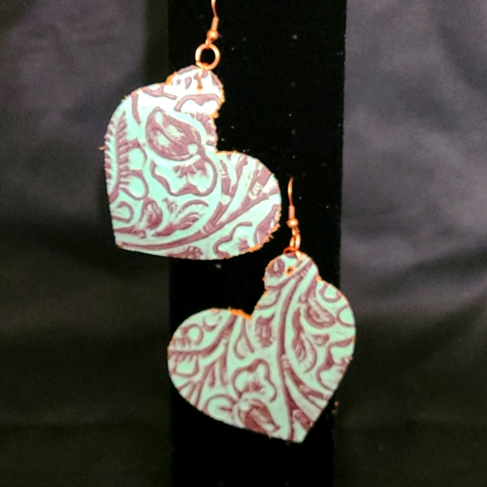 Leather heart earrings